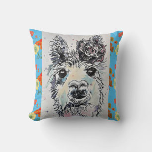 Mooie Alpacca Lama Waterverf Kunst Baby Kussen