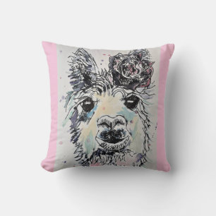 Mooie Alpacca Lama Waterverf Kunst Baby Kussen