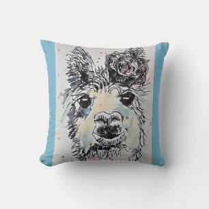 Mooie Alpacca Lama Waterverf Kunst Kussen