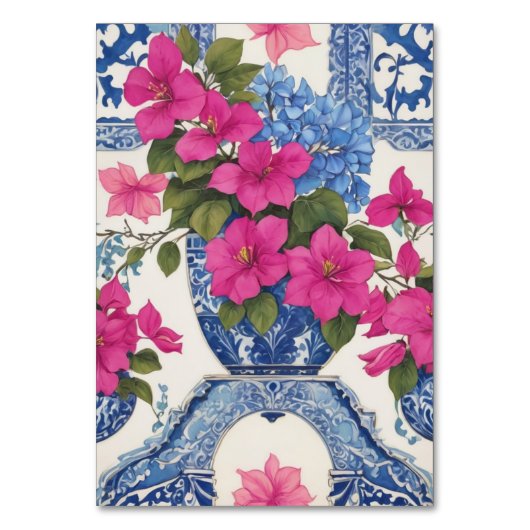 Mooie Amalfi kust Bougainvillea Blauwe Tegels Kaart (Achterkant)