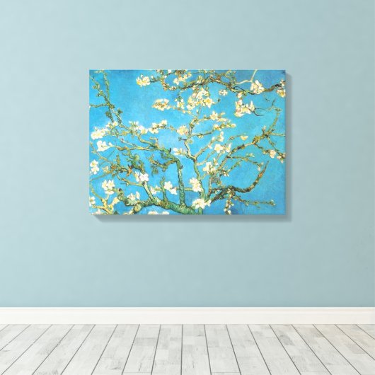 Mooie amandelblauw met antiek schilderblauw canvas afdruk (Insitu (Houten vloer))