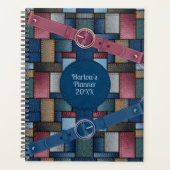 Mooie Ambachtelijke Patchwork Blauwe Planner (Voorkant)