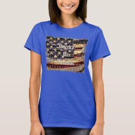 Mooie Amerika, Blauwe, Patriotische Dames T-Shirt