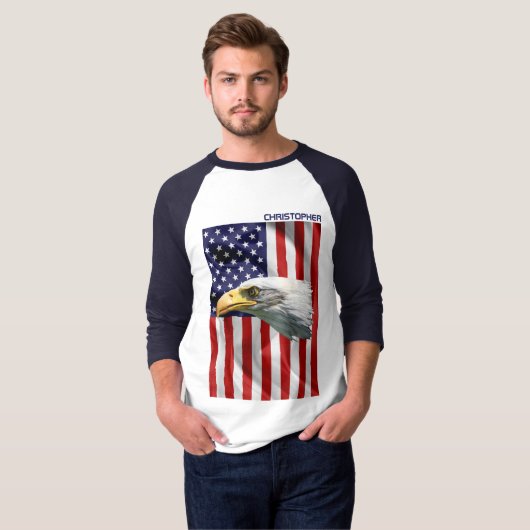 Mooie Amerikaanse adelaar, de Amerikaanse vlag, pa T-shirt (Voorkant volledig)