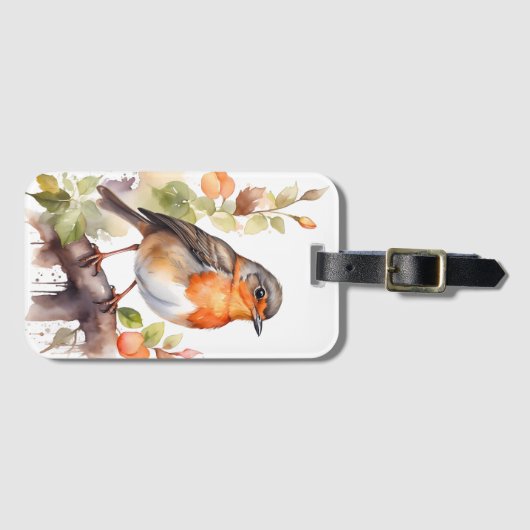 Mooie Amerikaanse Robin Bird Waterverf Bagagelabel (Voorkant (horizontaal))
