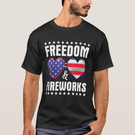 Mooie Amerikaanse vlaggenbril Happy 4th of July Vr T-shirt (Voorkant)