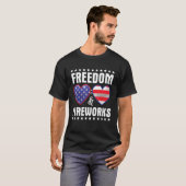 Mooie Amerikaanse vlaggenbril Happy 4th of July Vr T-shirt (Voorkant volledig)