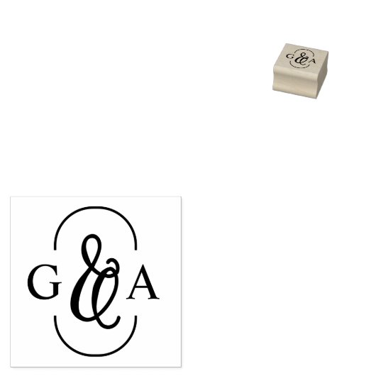 Mooie Ampersand 2 Initiaal Monogram Rubberstempel (Gestempeld)