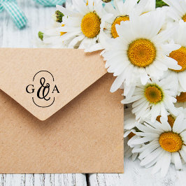 Mooie Ampersand 2 Initiaal Monogram Rubberstempel