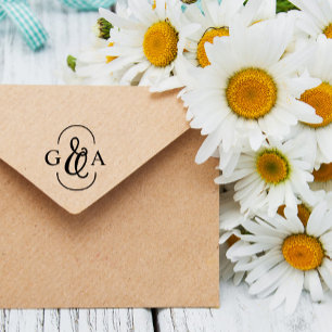 Mooie Ampersand 2 Initiaal Monogram Rubberstempel