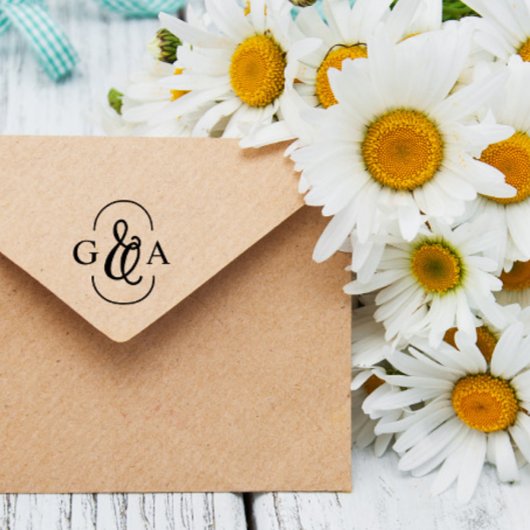Mooie Ampersand 2 Initiaal Monogram Rubberstempel