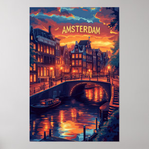 Mooie Amsterdamse  Illustratie Reizen Poster