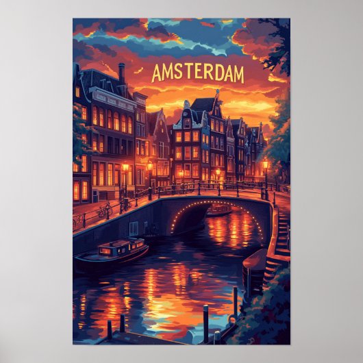 Mooie Amsterdamse  Illustratie Reizen Poster (Voorkant)