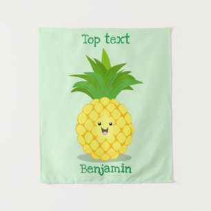Mooie ananas cartoonillustratie wandkleed
