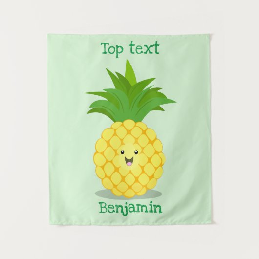 Mooie ananas cartoonillustratie wandkleed (Voorkant)
