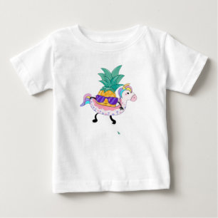 Mooie Ananas Eenhoorn Drijvende Baby T-Shirt