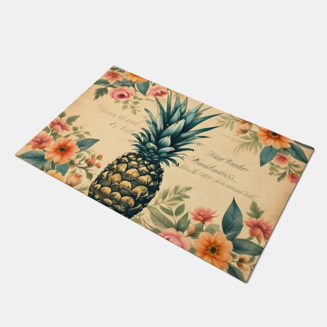 Mooie  ananas Franse kalligrafie Deurmat (Schuin)