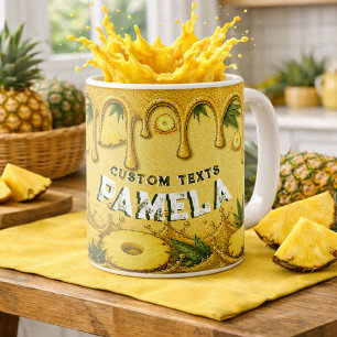 Mooie Ananas Fruit Drip Art Retro Tuinfeest   Koffiemok