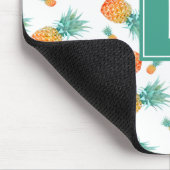 Mooie Ananas Fruit Patroon Monogram Muismat (Hoek)