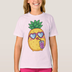 Mooie ananas met zonnebril meisjes T-shirt