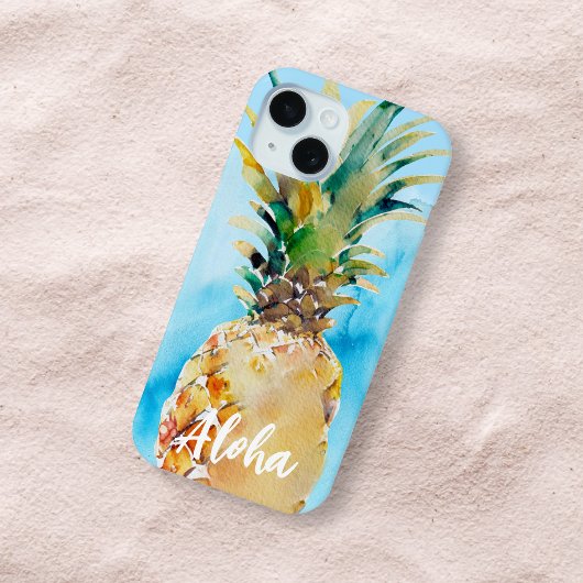 Mooie Ananas Tropisch Blauwe Waterverf Aloha Case-Mate iPhone Case
