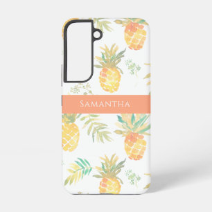Mooie Ananas Tropische Zomer Patroon Naam Samsung Galaxy Hoesje