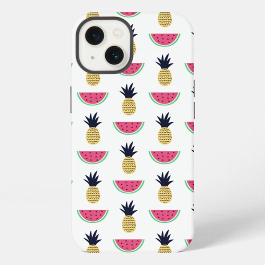 Mooie ananas & watermeloen Doodle-patroon iPhone Hoesje (Achterkant)