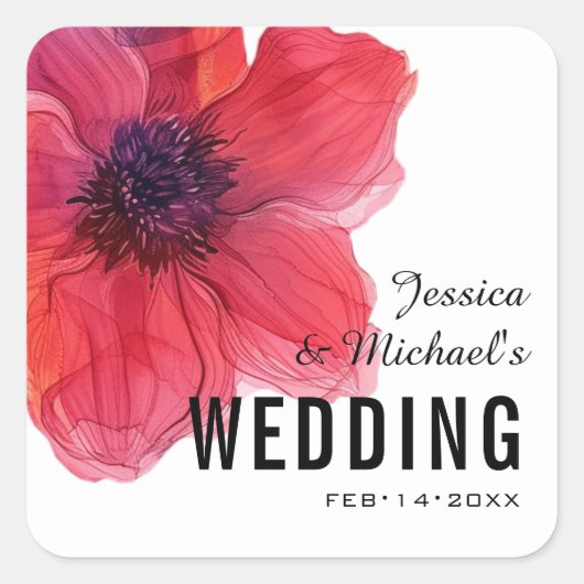 Mooie Anemone Dreamscape bruiloft Vierkante Sticker (Voorkant)