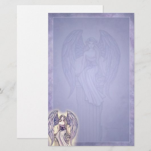 Mooie Angel Stationery Periwinkle Blue Briefpapier (Voorkant / Achterkant)