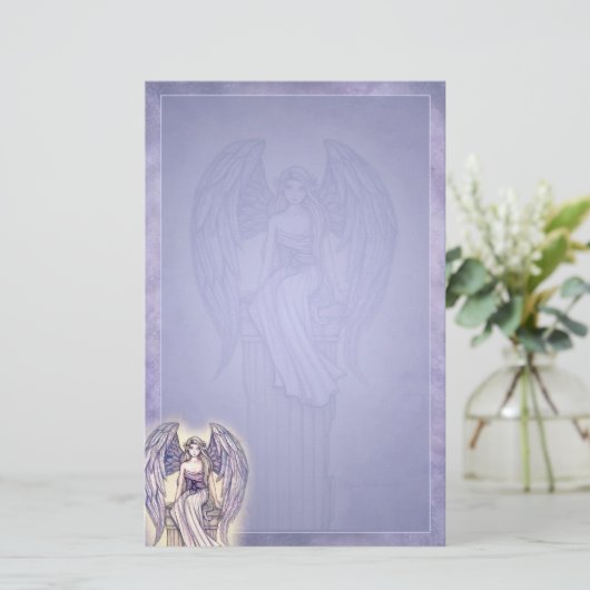 Mooie Angel Stationery Periwinkle Blue Briefpapier (Staand voorkant)