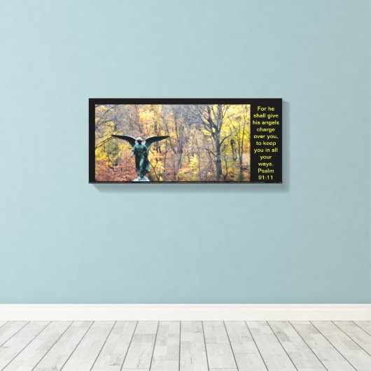 Mooie angeldoek print Psalm 91:11 (Insitu (Houten vloer))