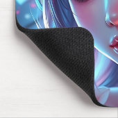 Mooie Anime Girl Glitchcore Bloemen Muismat (Hoek)