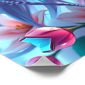 Mooie Anime Girl Glitchcore Bloemen Poster (Hoek)