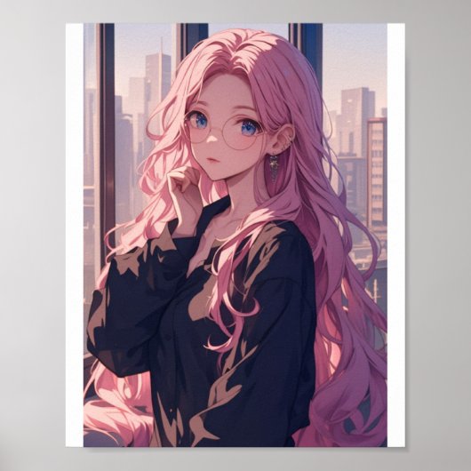 Mooie Anime Girl Poster - Prachtig artwork (Voorkant)