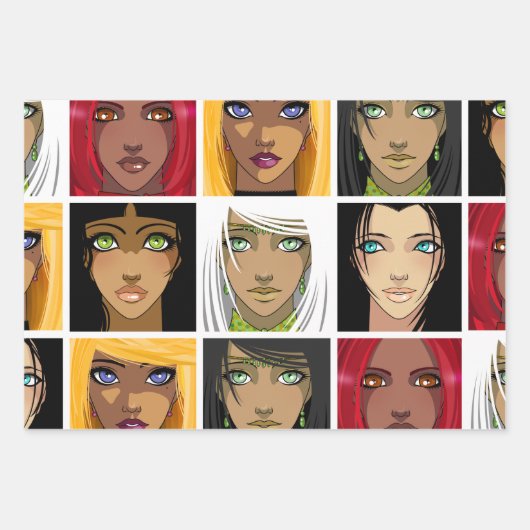 Mooie Anime Girls Inpakpapier Vel (Voorkant 3)