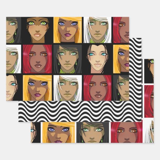 Mooie Anime Girls Inpakpapier Vel (Set)