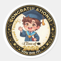 Mooie Anime Jongen Afstudeerklas van 2026 Goud