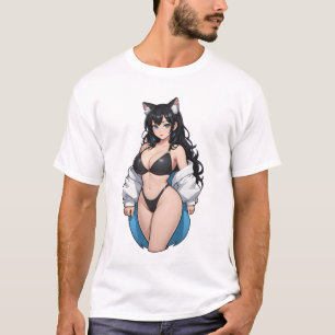 Mooie anime kat meisje t-shirt