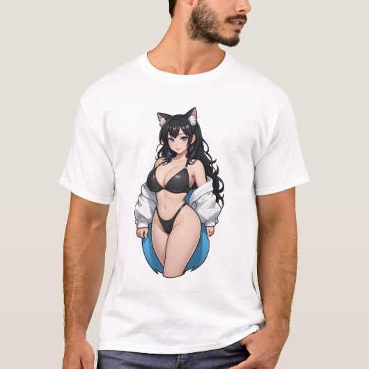 Mooie anime kat meisje t-shirt (Voorkant)