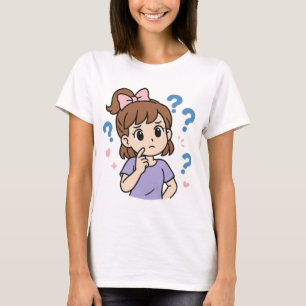 Mooie Anime Meisje Denkt Na T-shirt