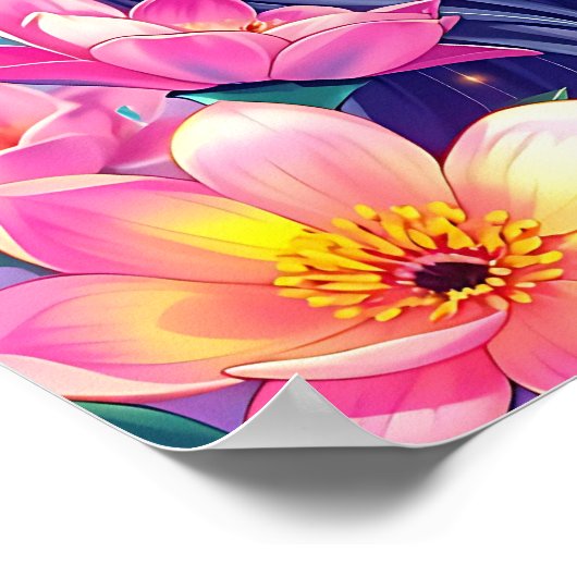 Mooie anime meisje en bloemen poster (Hoek)