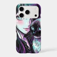 Mooie Anime Meisje en Siamese Kat