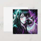 Mooie Anime Meisje en Siamese Kat (Voorkant / Achterkant)