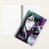 Mooie Anime Meisje en Siamese Kat Planner (Display)