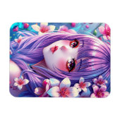 Mooie anime meisje met Paarse haren Magneet (Horizontaal)