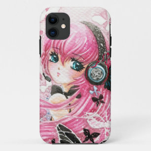 Mooie anime meisje met vlinders iPhone 11 hoesje