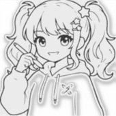 Mooie Anime Meisje Sticker (Voorkant)