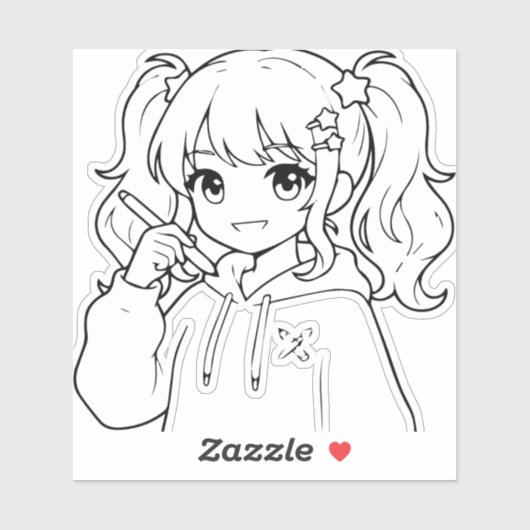 Mooie Anime Meisje Sticker (Vel)