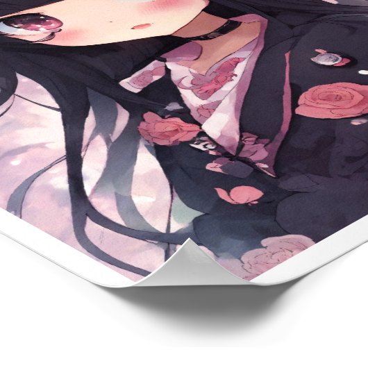 Mooie anime stijl meisje Poster (Hoek)