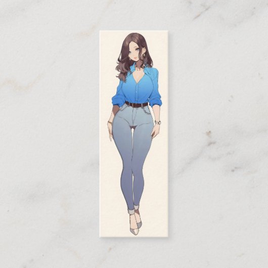 Mooie anime vrouw mini visitekaartje (Voorkant)